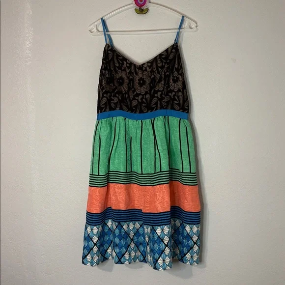 Tracy Reese for Anthropologie Colorblock Lace Silk Dress 12P - Picture 2 of 8